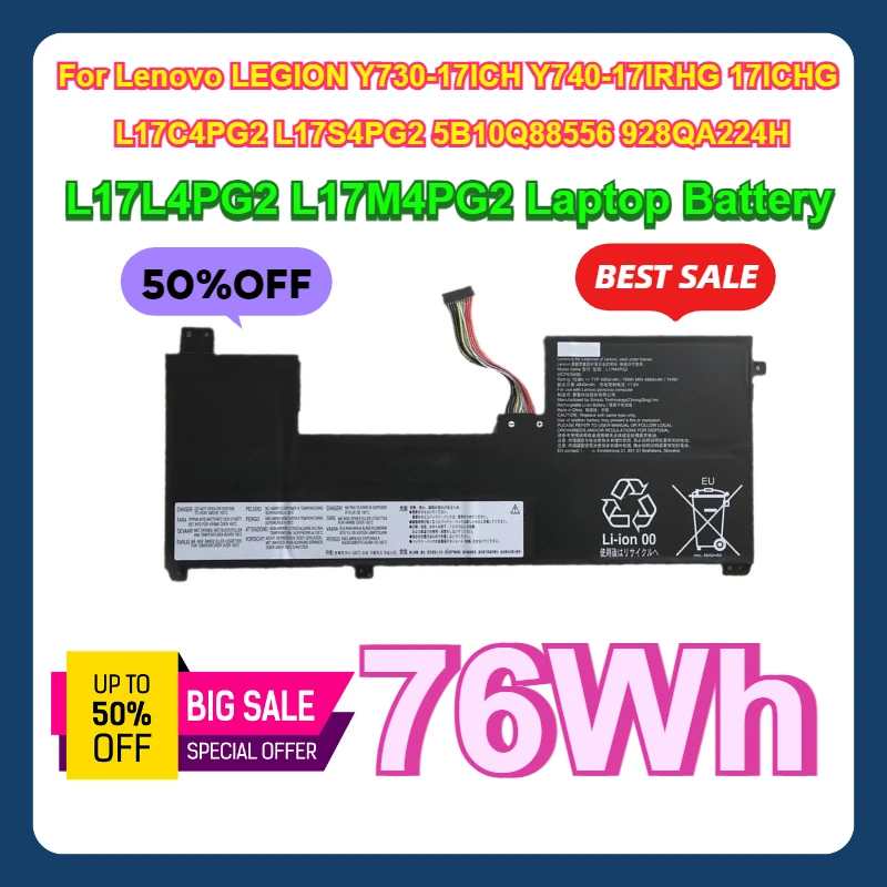 For Lenovo LEGION Y730-17ICH Y740-17IRHG 17ICHG L17C4PG2 L17S4PG2 5B10Q88556 928QA224H L17L4PG2 L17M4PG2 Laptop Battery