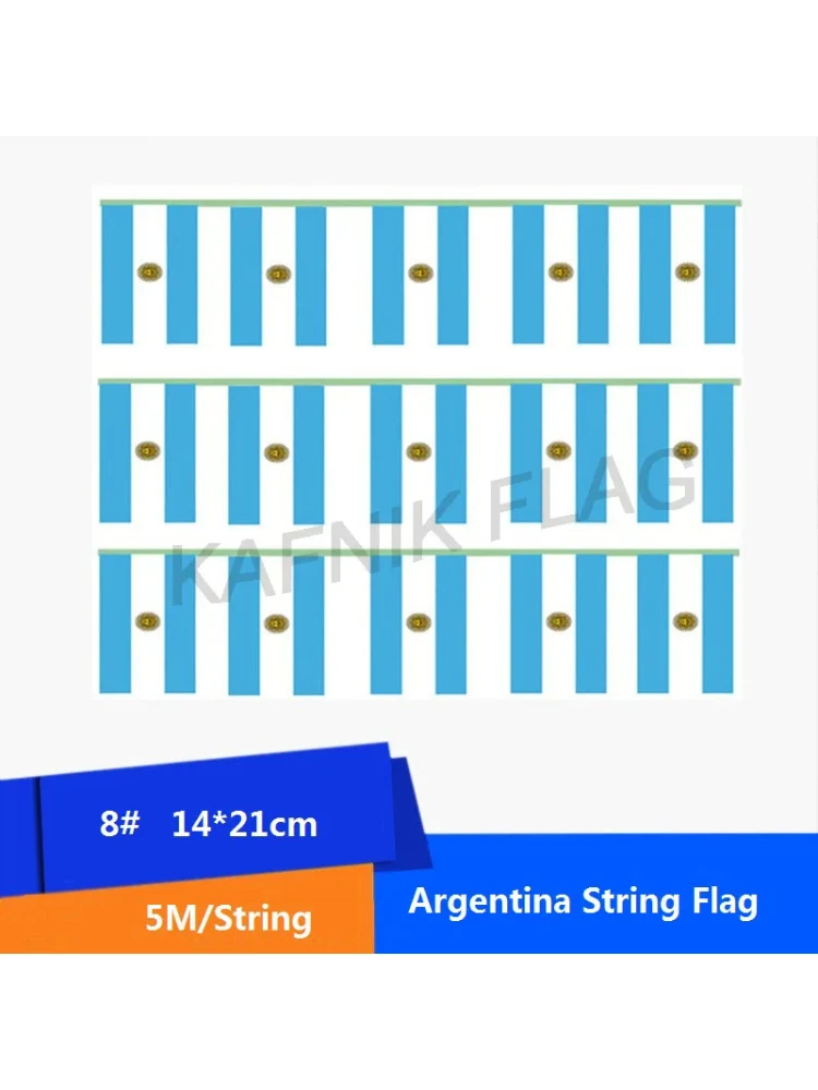 Argentinien-Schnur-Flaggen-Banner, 14 x 21 cm, 20 Stück, 5 Meter lang, für Party, Bar, Dekoration, Weltveranstaltung, Karnevalsdekoration – Detail 1