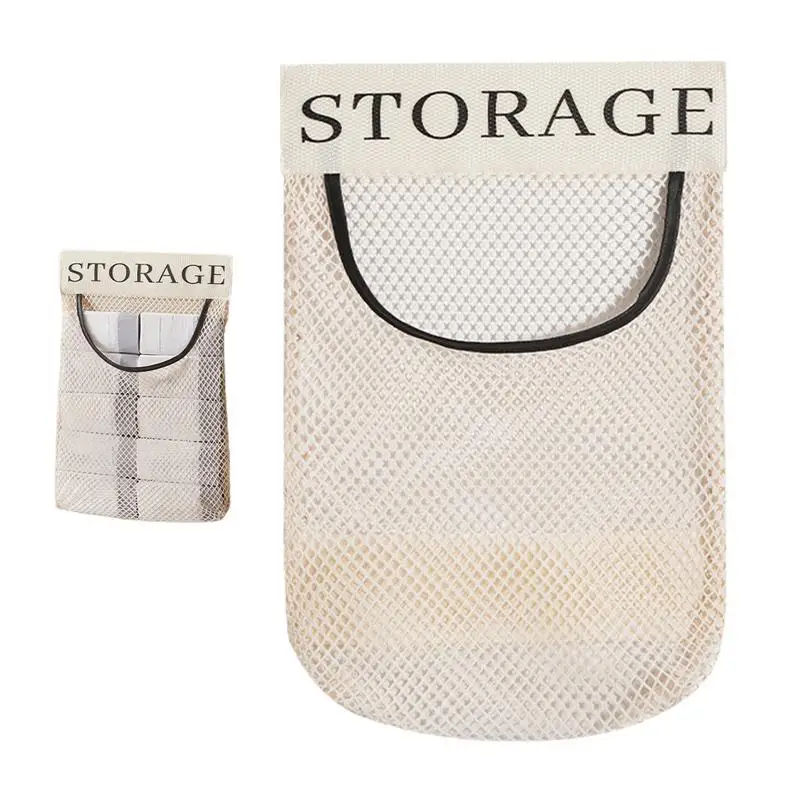 

Garbage Bag Holder Mesh Hang Storage Bag Dispenser Kitchen Trash Rack Cabinet Door Garbage Bags For Living Room Kitchen Bedroom