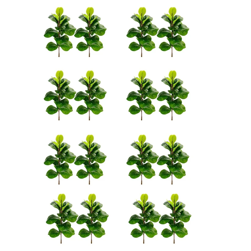 

8X Artificial Plants Fiddle Leaf Fig Faux Ficus Lyrata Tree Fake Green Bushes Greenery For Garden Porch Window Box Decor