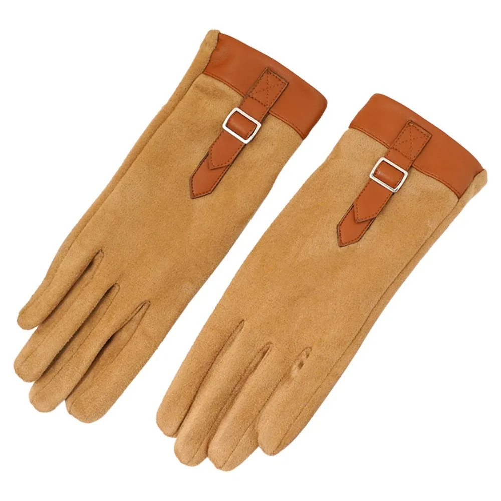 1 Pair of New Women's Winter Velvet Warm and Cold-proof Touchscreen Cycling and Driving Ski Gloves