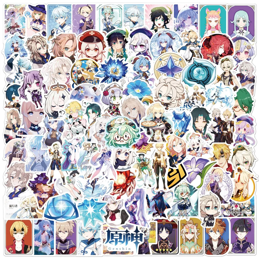 

10/30/50PCS New Yuanshen Cartoon Personality Creative Computer Suitcase Mobile Phone Car Decoration Waterproof Sticker Wholesale