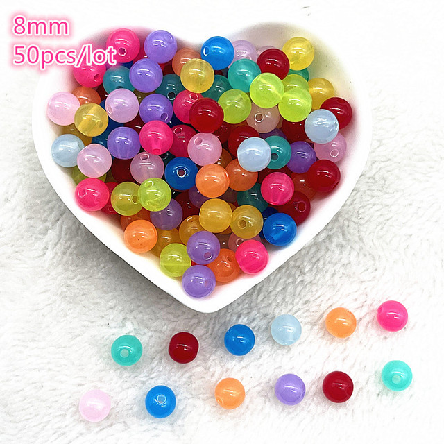 6mm--10mm Color Mixing Round Charms Acrylic Beads Loose Spacer Beads for Jewelry Makeing DIY Handmade Bracelet Accessories