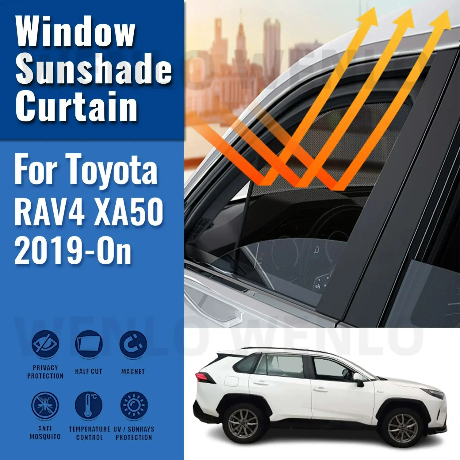 

For Toyota RAV4 XA50 2019-2024 Rav 4 Magnetic Car Sunshade Front Windshield Frame Curtain Rear Side Window Sun Shade