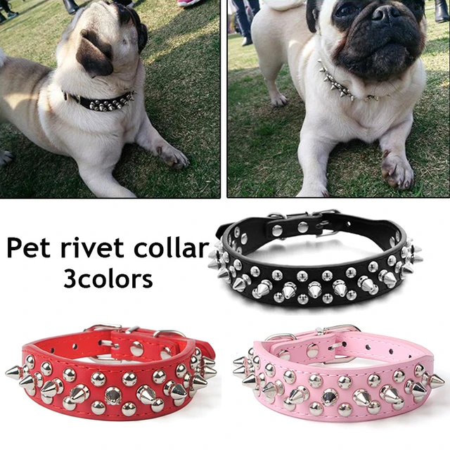 Adjustable Leather Pet Dog Collar Neck Strap Supplies Pu Leather Punk Rivet  Spiked Dog Collar Pet Collars For Small Dog Cat - Collars, Harnesses &  Leads - AliExpress