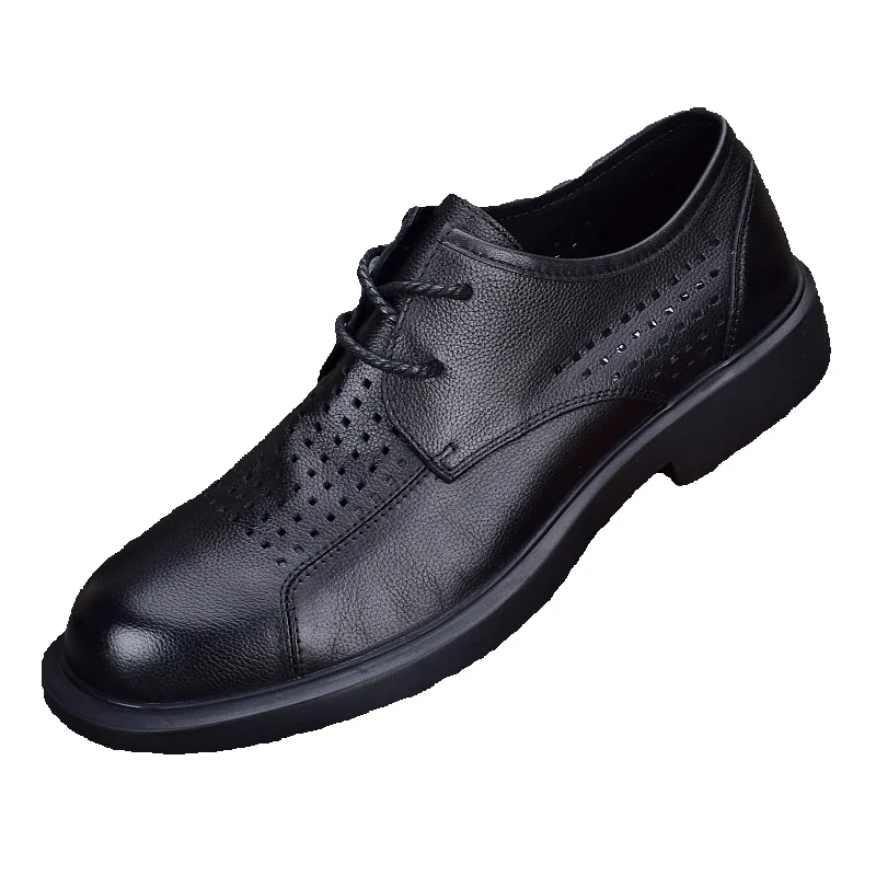 Sandały męskie sznurowane, biznesowe, codzienne, uniwersalne, na każdą porę roku, na wiosnę, z wydrążoną, oddychającą, miękką podeszwą, z prawdziwej skóry_voghion.com