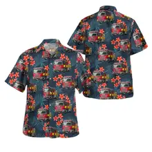

2022 Hawaii beach shirt men's shirt women's hip hop tops summer Hawaiian style fire engine 3d all printed short sleeves