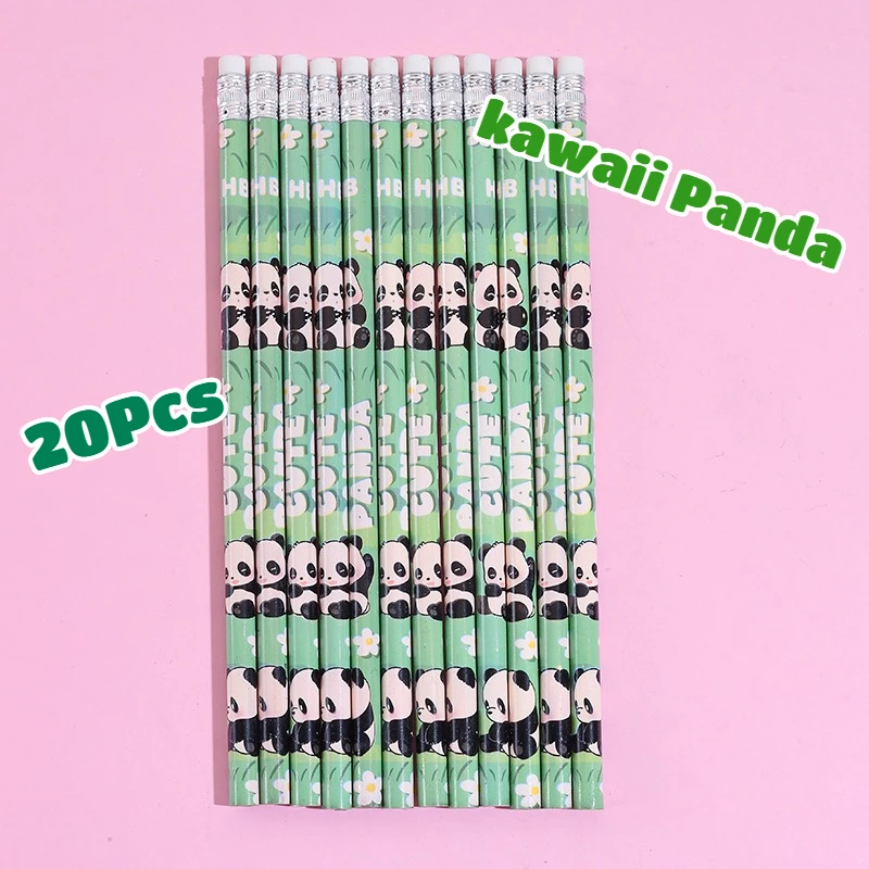 20 Pz/lotto Kawaii Cartoon HB Matite Simpatico Panda Studente Matite con Gomme Scuola Per Bambini Forniture Per L'apprendimento Matite HB