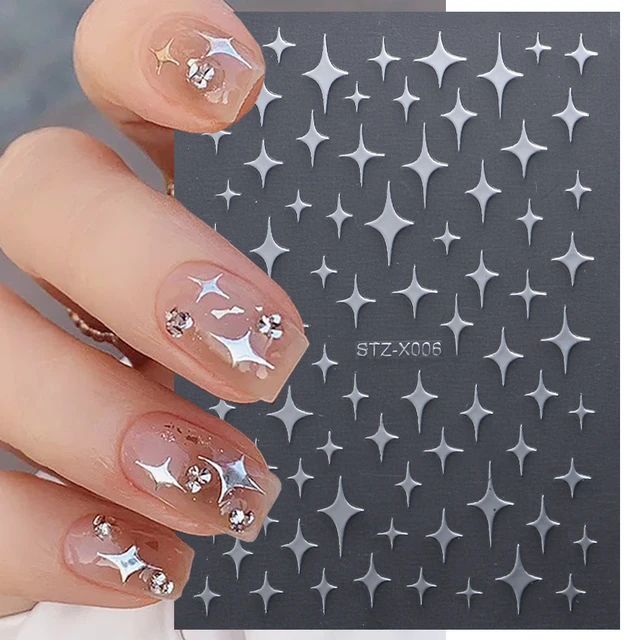 Silver Star Stickers Manicure  Manicure Gold Star Stickers - 3d Laser  Silver/rose - Aliexpress