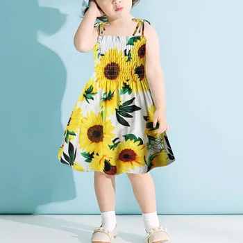Toddler Kids Baby Girls Sunflower Slip Dress Floral Beach Dress Clothes Children'S Clothing Roupa Infantil Menina комплекты для 1