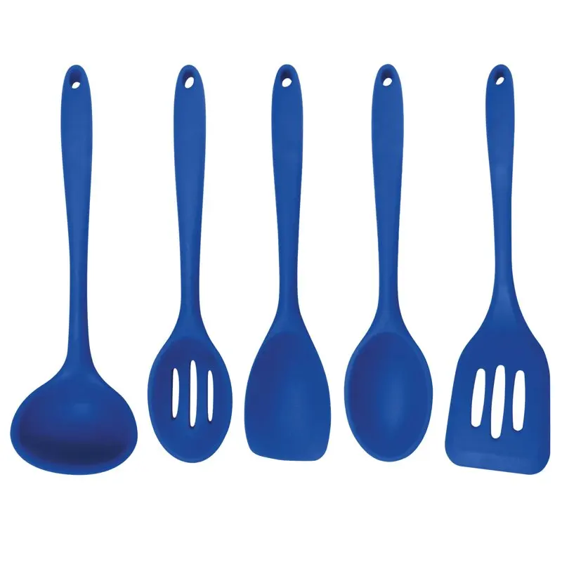 

5-Piece Silicone Cooking Utensils (Blue) Serving tongs Home and kitchen Cute kitchen supplies Spatula silicone Spatula for kitch