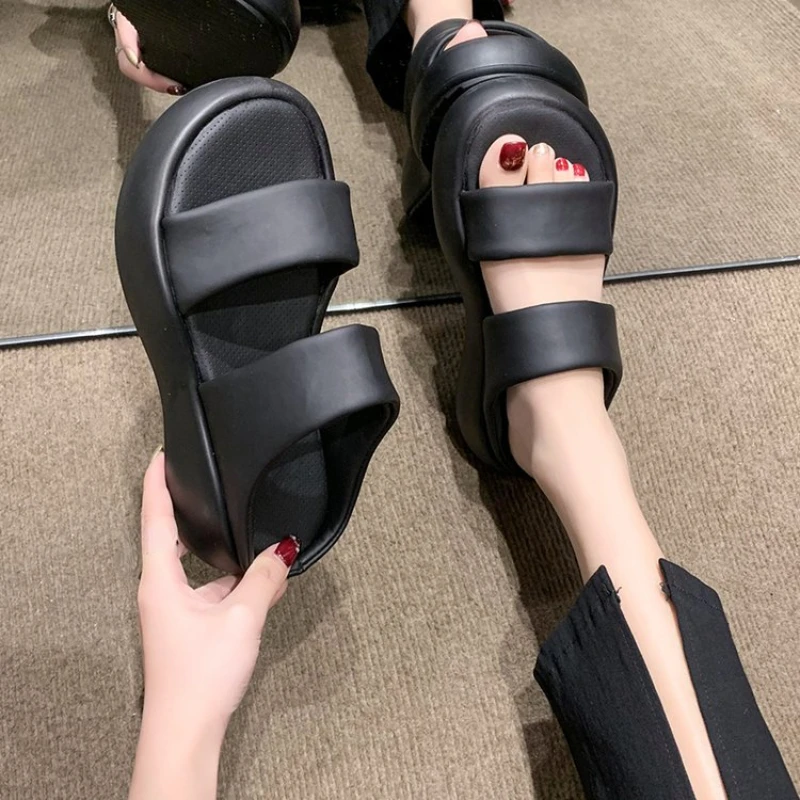 

Fashion Casual Shoes Womens Open Toe Broadband Platform Slippers Summer Outdoor Comfort Flip Flops Beach Slides