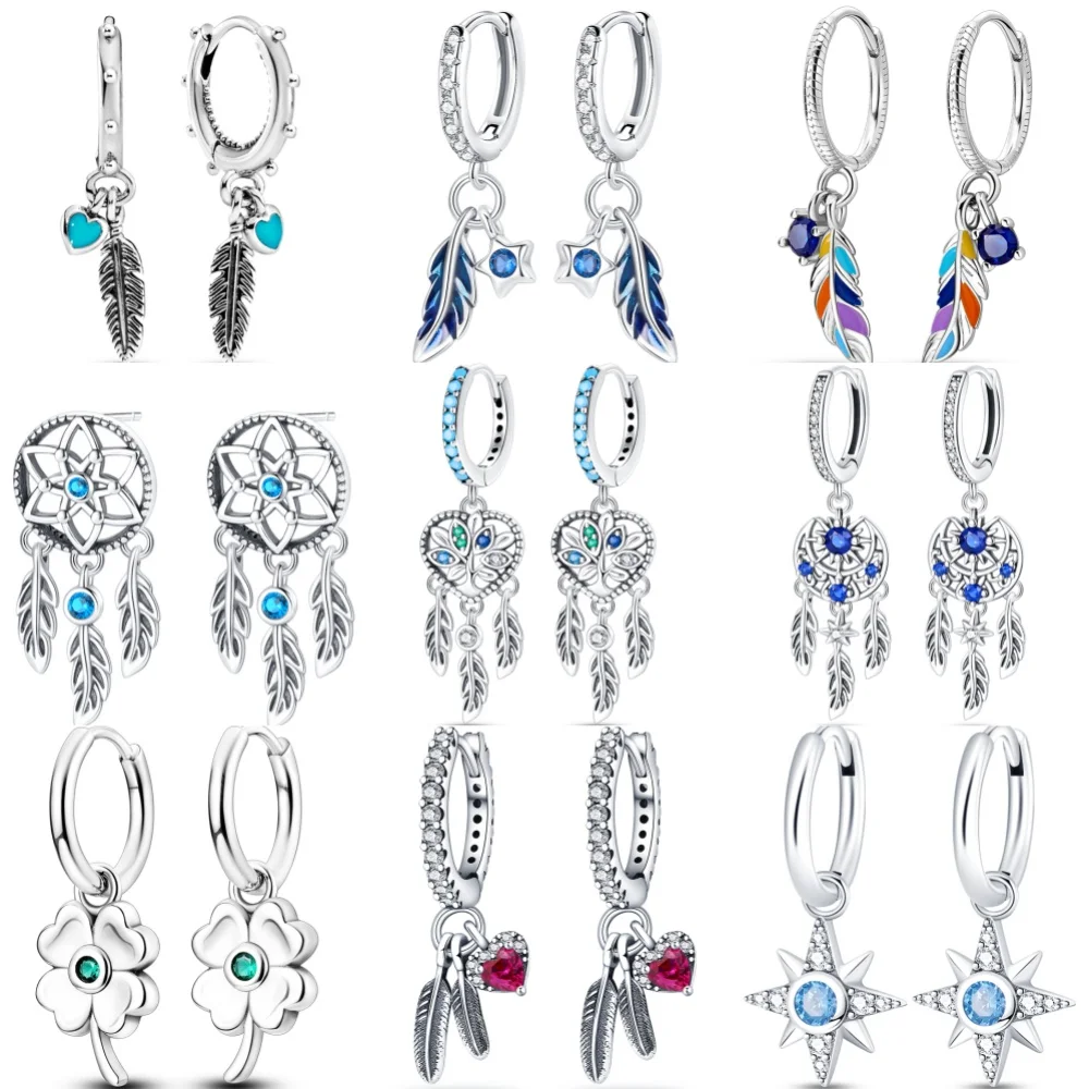 Sterling Silver Feather Drop Earrings - Elegant Fashion Jewelry Gift