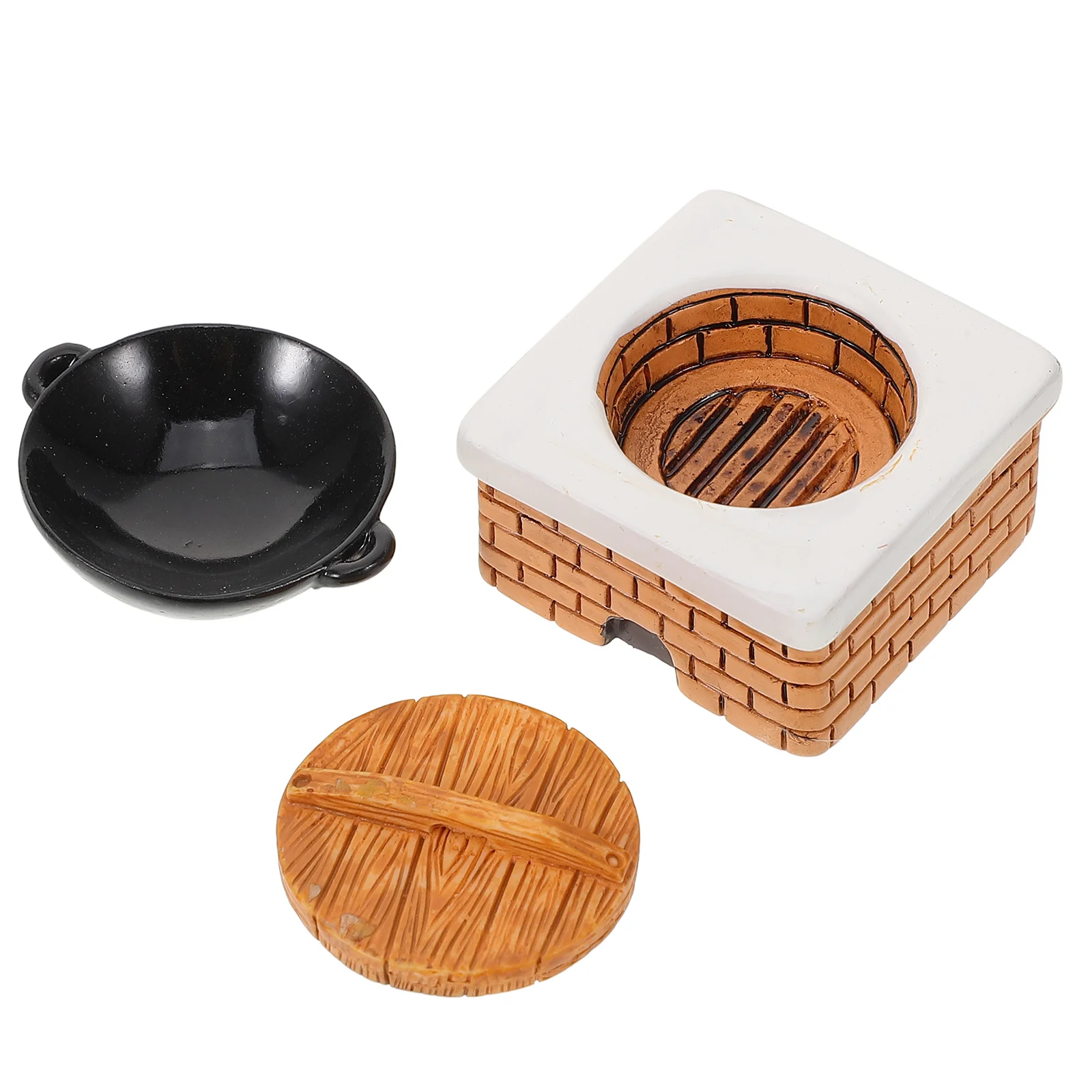 

Micro Cooktop House Stove Mini Miniatures Toy Retro Decor Room Dolls Pot and Lid Kitchen Plastic Playhouse Dollhouse