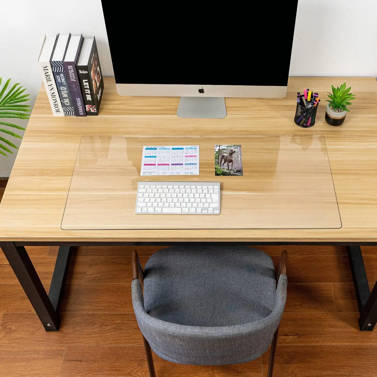 Clear Desk Mat for Keyboard and Mouse, Large Mouse Pad , Desk Protector Mat with Round Edge for Office and Home Desktop 2
