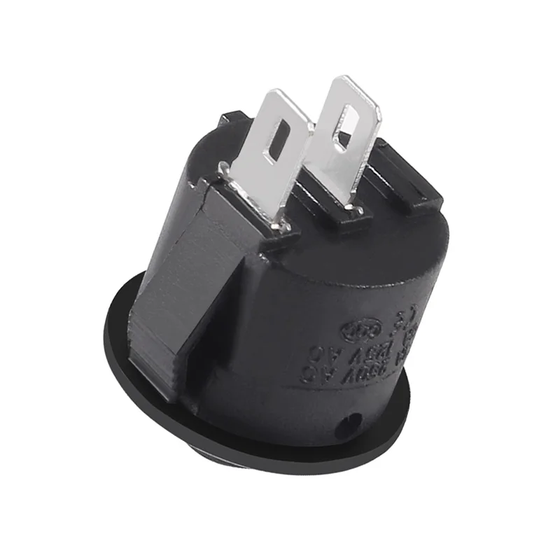 5PCS Black Plastic 2 Pin ON/OFF Round Rocker Switches 6A/250VAC 10A125VAC 20mm Diameter Push Power Button Switch Toggle Switch