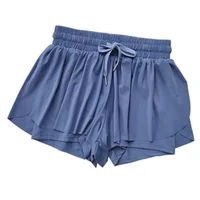 High Waist Women's Running Shorts Double Layer Casual Girls Athletic Shorts Flowy Breathable Gym Yoga Shorts for Fitness