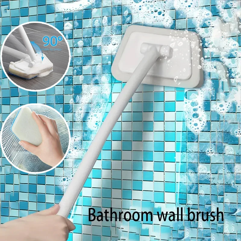 Scrub Cleaning Brush with Long Handle 3 in 1 carpet Shower Cleaning Tub  Tile Scrubber Brush