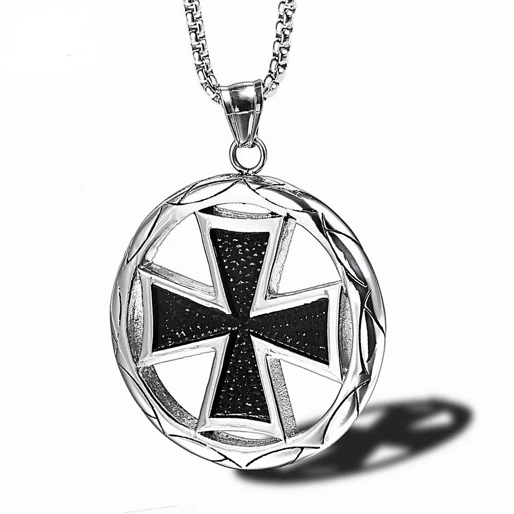 New Cross Knights Templar Necklace Round Pendant For Men Boy German
