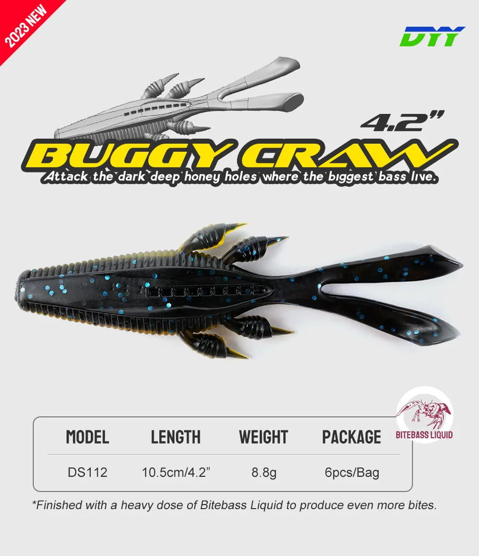 NOEBY Buggy Craw Weichplastik-Köder 10,5cm 8,8g Silikon-Craw-Köder Punching Rig für Barsch und Flussbarsch Angeln – Detail 3