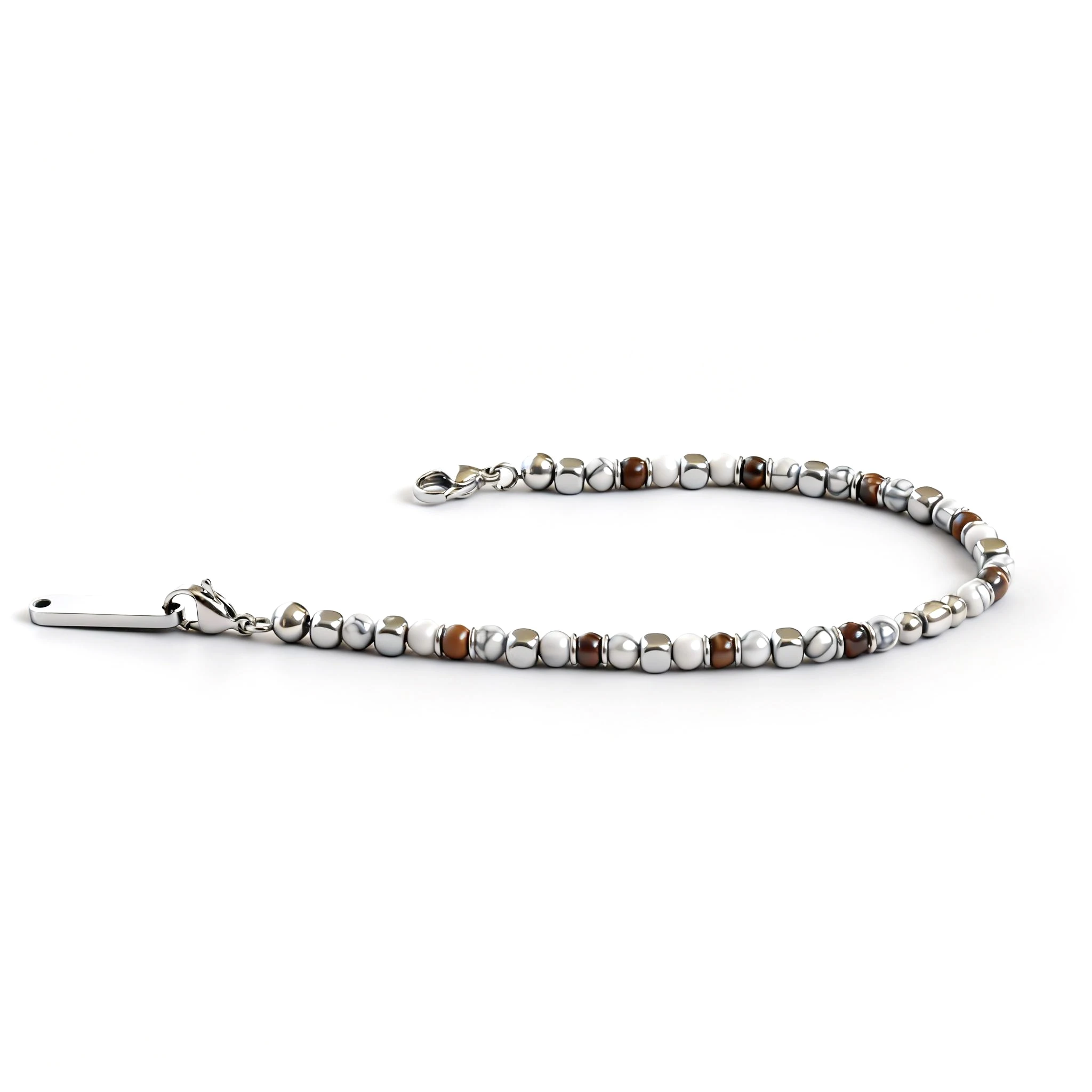 Runda Herren-Armband mit verstellbaren Perlen, Runda-Naturstein, gemischter handgefertigter Schmuck – Detail 6
