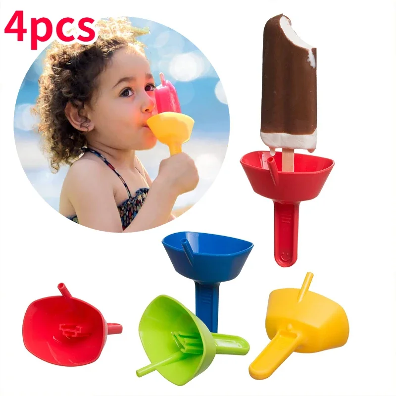 

4pcs Drip-Proof Popsicle Rack Spill Proof Ice Pop Holder with Straw Suit Different Ice Cream Sticks Kids Frozen Treats Holder