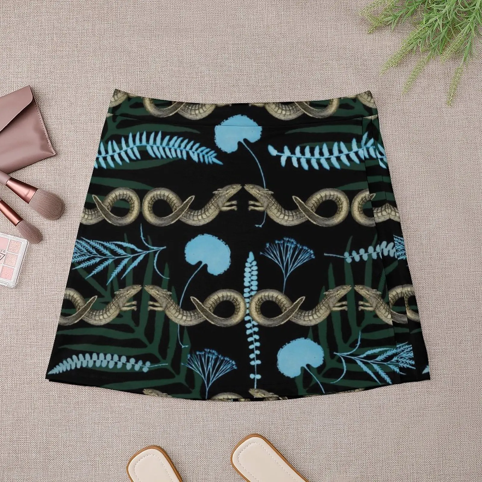 Art Nouveau salamander Fair Isle design black Mini Skirt Female clothing korean style korean fashion
