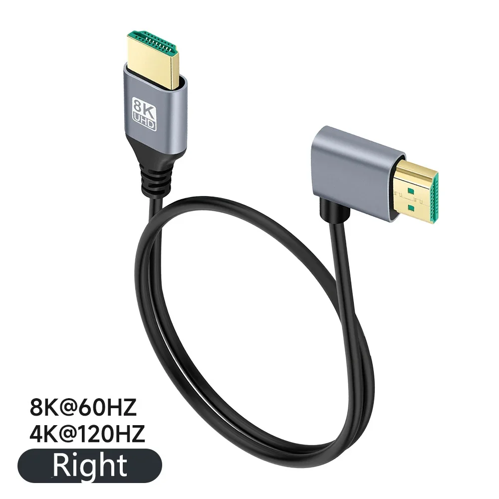 Кабель HDMI 2,1 в 90 градусов, 8K 60 Гц 4K 120 Гц, ультра высокая скорость 48 Гбит/с, EARC ARC HDCP HDR для проектора PS4 PS5