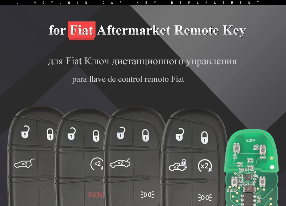 Keyforkess Aftermarket 3/4/5BTN chiave per auto a distanza per Fiat 500 500L 500X 2016 2017 2018 2019 Smart Fob Control 433MHz 4A Chip SIP22 - S8326edb9808b43678a508c319f46a8ddF