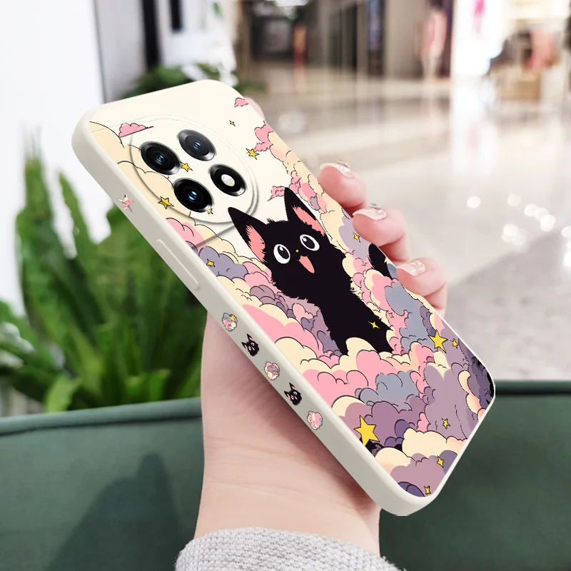 Cloud Colorful Cat Liquid Silicone Phone Case