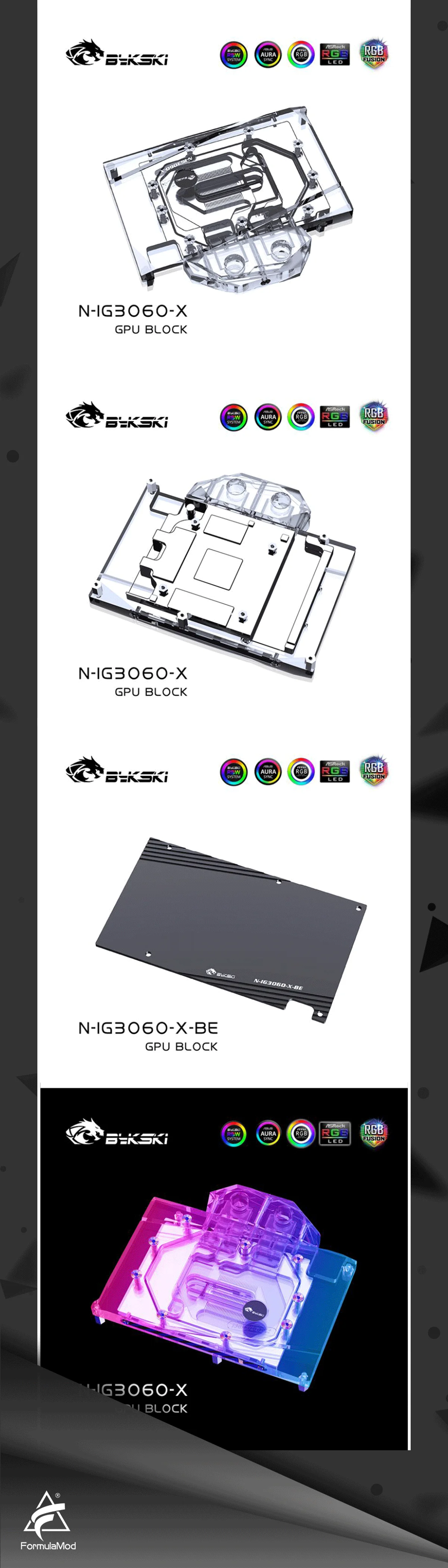 Bykski GPU Water Block , For Colorful RTX 3060 Bilibili E-Sports Edition Graphics Card Water Cooling With Backplate , N-IG3060-X  