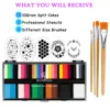 Bowitzki Carnival Professional Face Painting Kit for Kids Adults 12x10gm Body Stencil One Stroke Split Cake Rainbow Halloween 2