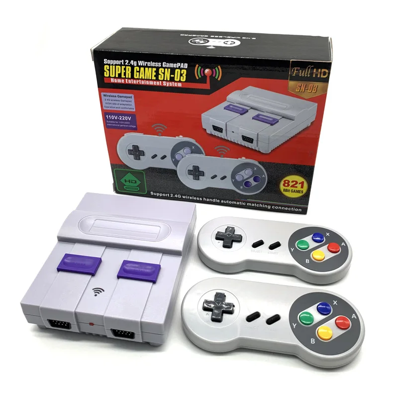 

New HD Super Wireless Game Machine SNES Home Game Machine For SFC TV Game Machine Built-in 821 Games SN-03