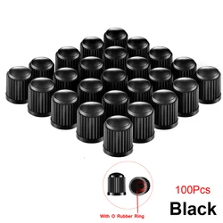 Durable Plastic Tire Valve Stem Dust Covers - Universal Fit for Various Vehicles (10/25/50/100 Pack) (Black - 100Pcs)