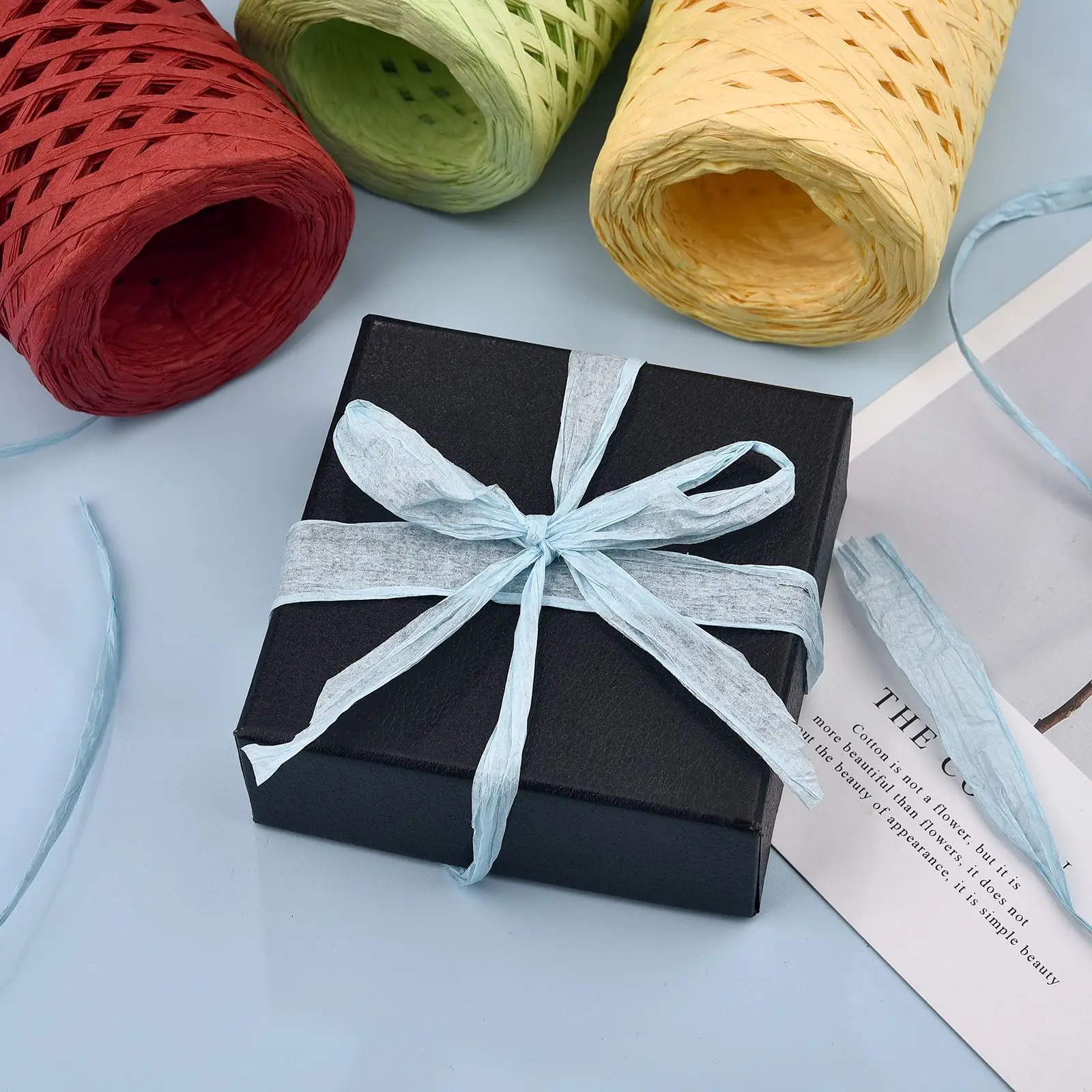 100M Natural Raffia Straw Yarn Hand-Knitted Crocheting Grass Paper Rope For DIY Sunhat Beach Bag Cord Baking Gift Packaging Rope 3