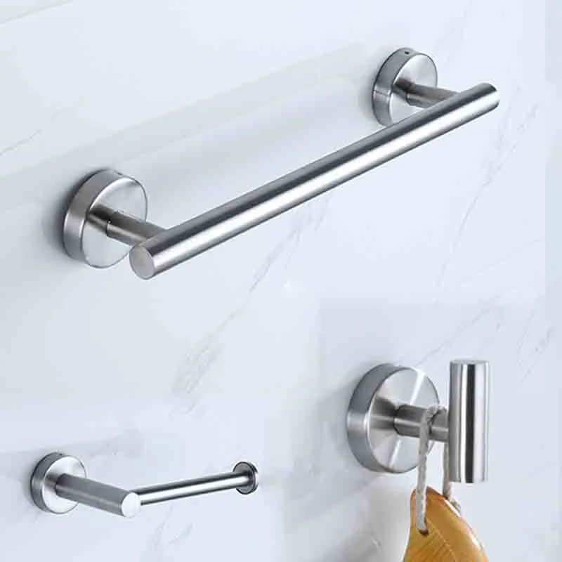 Silver Black Robe Hook Towel Rails Bar Rack Shelf Tissue Paper Stainless Steel Bathroom Hardware Set Bathroom Accessories O towel rack towel holder bathroom hardware set
