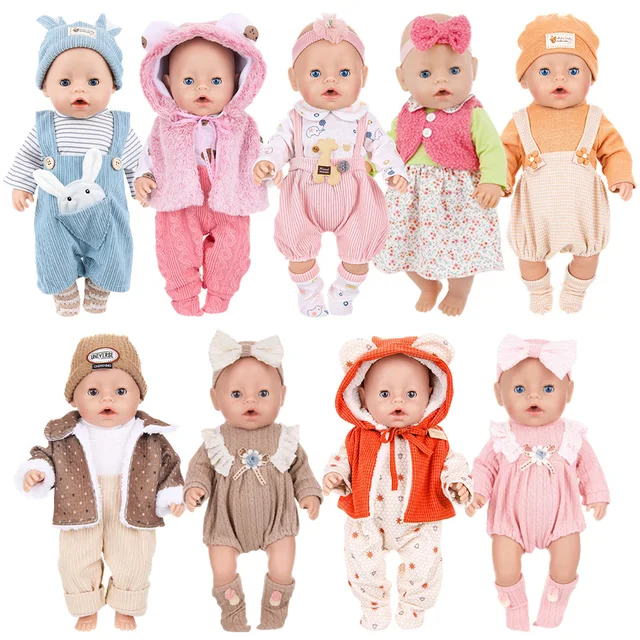 Vêtements de poupée pour bébé de 43cm, veste en cuir, pantalon, pulls, barboteuse, ensemble pour poupée américaine de 18 pouces, manteau, vêtements d'hiver 1
