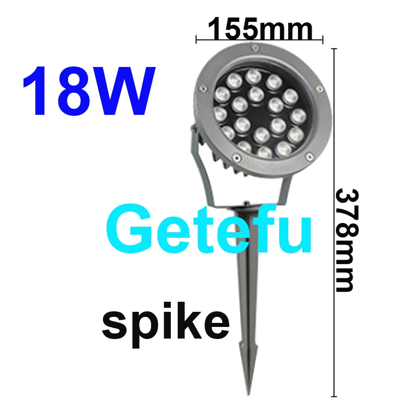 thumbnail image 1 of Luces LED para jardín de 12 W y 18 W, lámpara LED para exteriores resistente al agua para césped, CA 85-265 V, 12 V, foco con punta para paisaje, IP65, luz LED para camino de jardín, 1 of 5