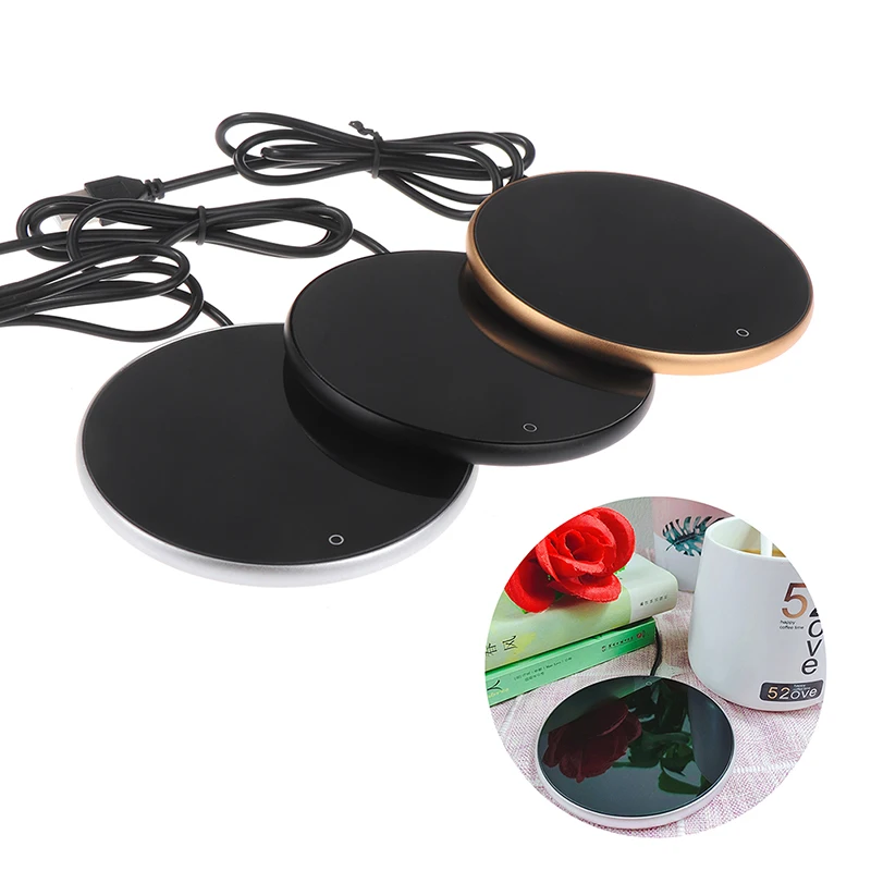 미니 휴대용 USB 컵 워머, 3 기어 커피 머그잔 가열 코스터, 스마트 온도 조절 핫 플레이트, 밀크 티 물 가열 패드 히터