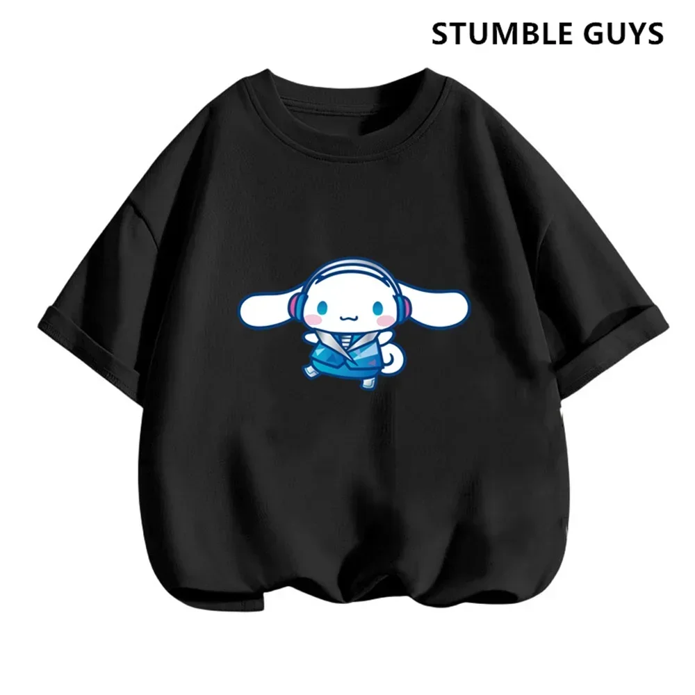 2024 New MINISO Cinnamoroll T-shirt Children's Clothing Girls Summer Boys Short-sleeved Sanrio Cartoon T-shirt Baby Trucksuit 3