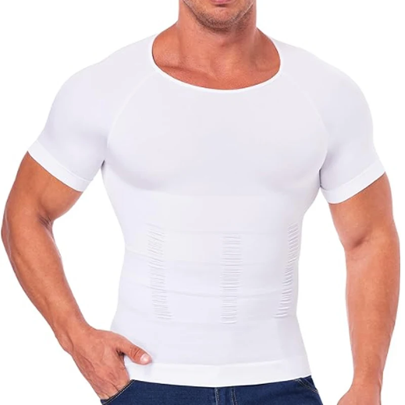 Mens Compression Shirt Undershirt Slimming Tank Top Workout Vest Abs Abdomen Slim Body Shaper
