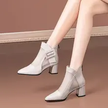 

2021 Spring Sexy Mesh Sandals Boots Women Pointed Toes High Heeled Summer Heels Square Heel Shoes Woman Hollow Out Female 35-40