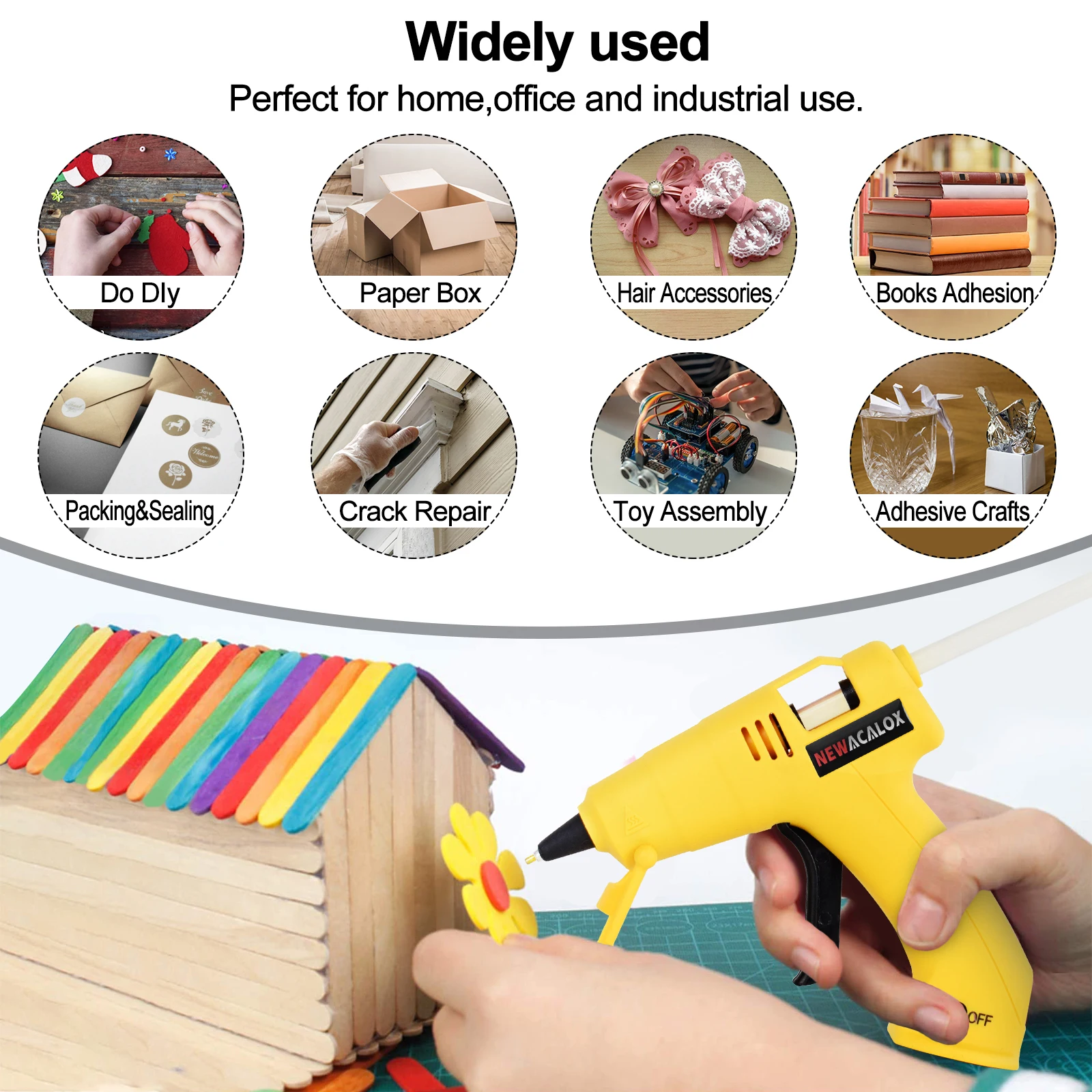 Toolour Cordless Hot Melt Glue Gun Kit USB Rechargeable Fast Heating with 100pcs Glue Sticks Wireless Sticky Tool For Home/DIY