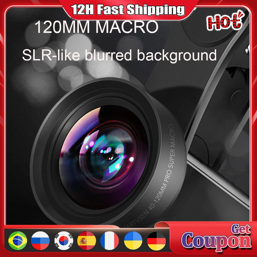

120MM Macro Lens, Professional 5K HD 10x Super Macro Universal Clip Camera PhotoZoom Lense for iPhone Samsung Andriod