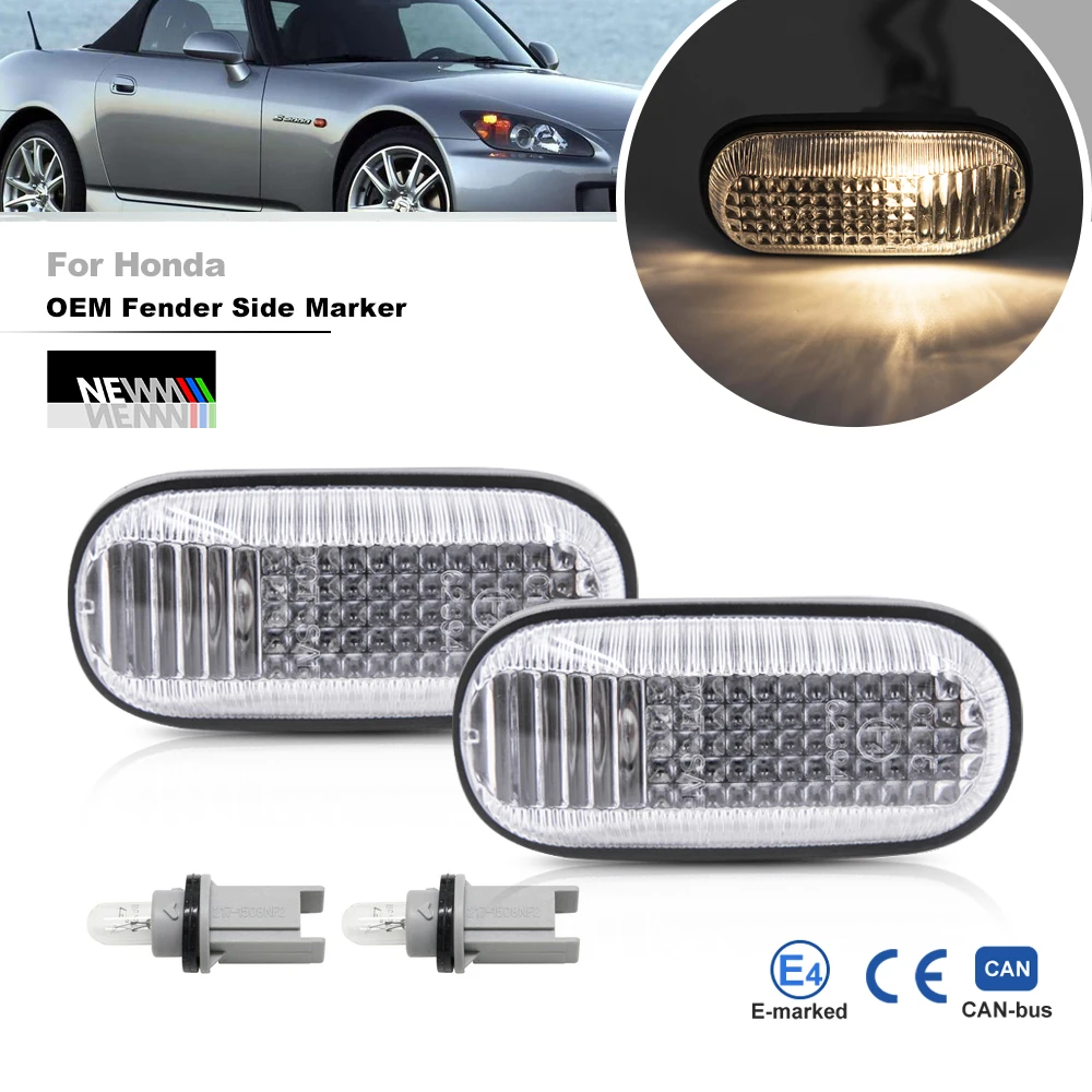 

2x для Honda S2000 Fit Civic Accord preвстроенный передний крыло прозрачный объектив OEM боковой габаритный фсветильник рь указатель поворота