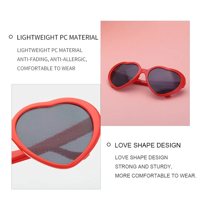 Women Fashion Heart Shaped Effects Glasses Watch Lights Change To Heart Shape At Night Diffraction Glasses Female Sunglasses