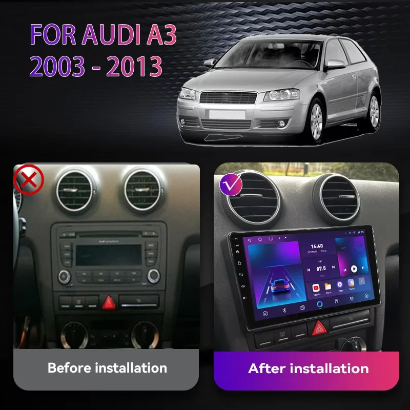 Cornice Radio 1-DIN Per Audi A3 8P/8PA (2003-2008) - Tomzz Audio Set Nero Con Adattatore ISO E Antenna - 4