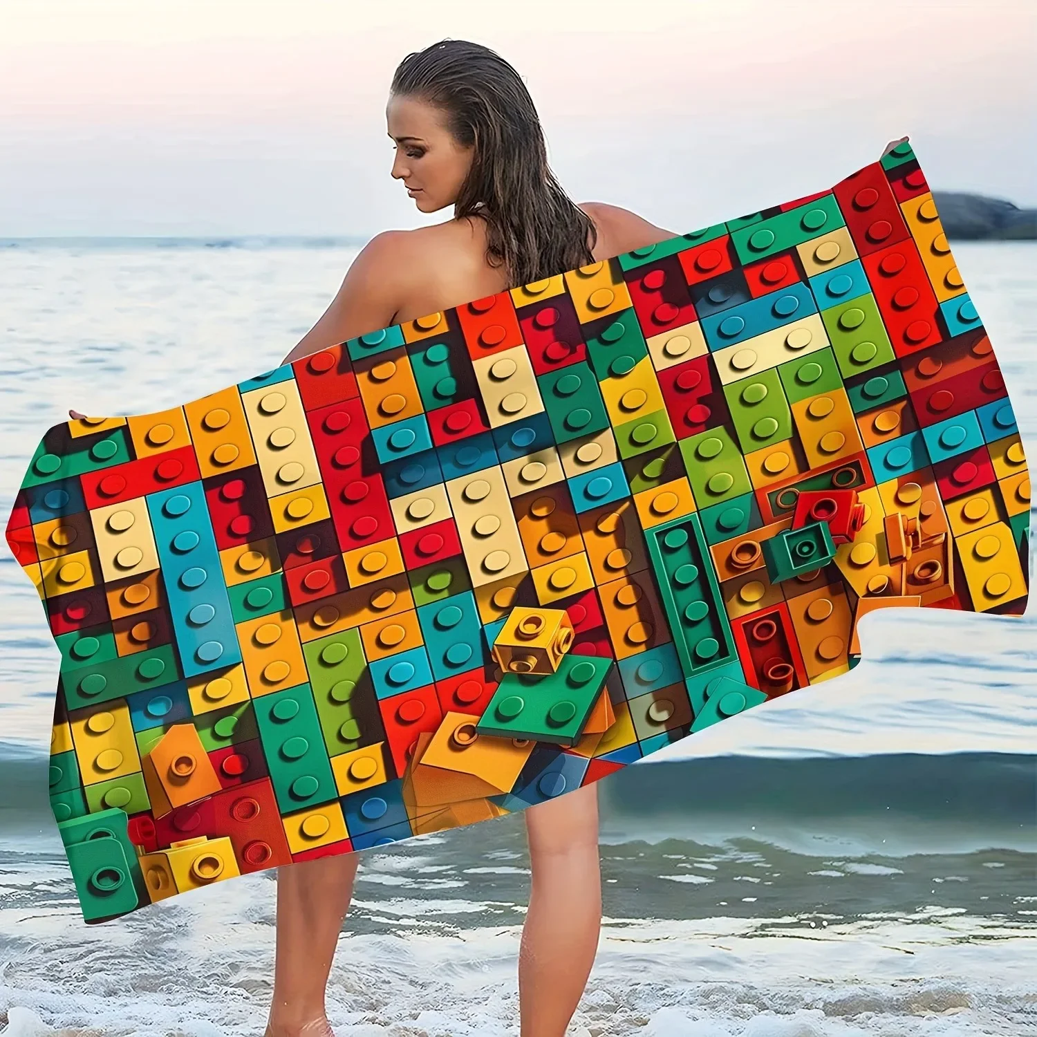 Colorful Lego-patterned Beach Towel For Summer Beach Days_voghion.com