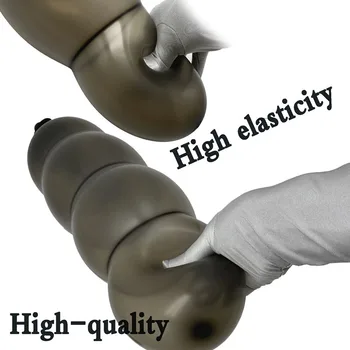SM Super Long 5 Bead Inflatable Anal Plug Built-in Silicone Column Expandable 14cm Big Butt Plug Dildo Pump Bdsm Toy Ass Dilator 5