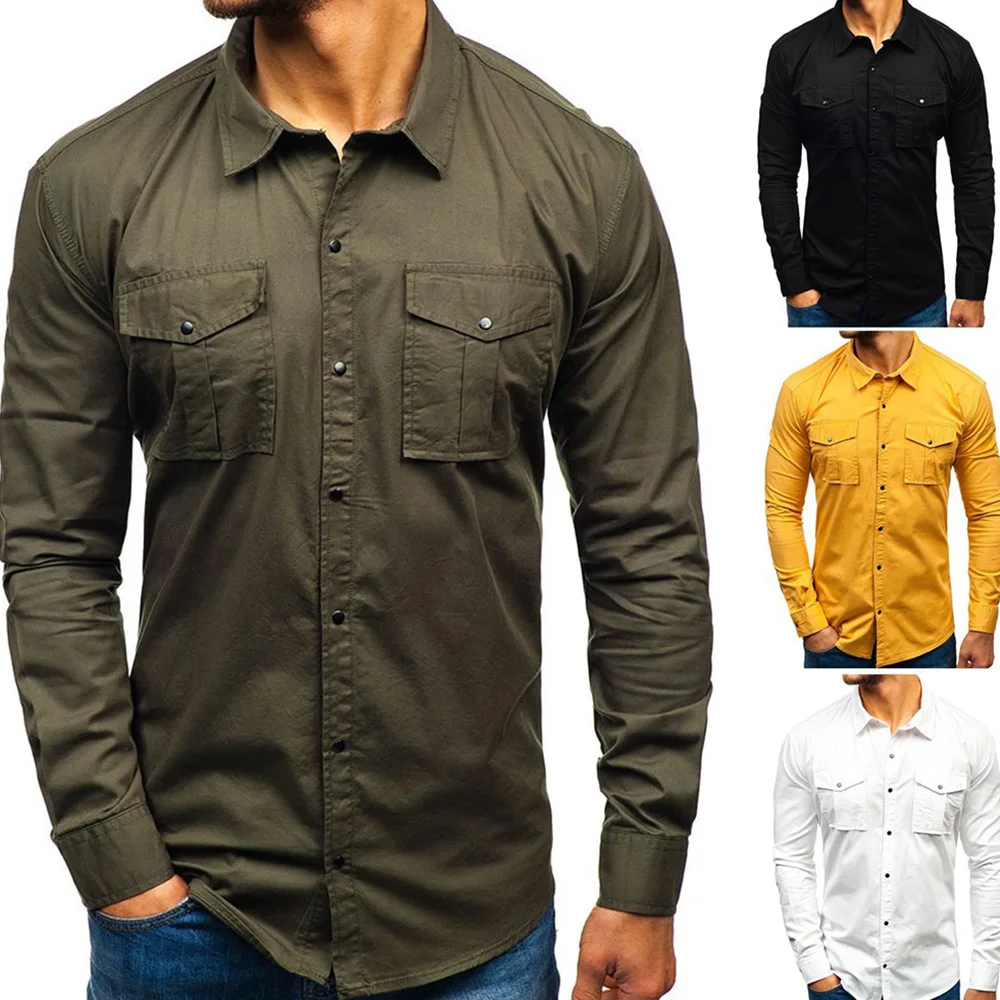 

British Shirt For Men 2023 New Style Autumn Fashion Elegant Solid Color Youth Trendy Lapel Casual Simple Long-Sleeved Shirt